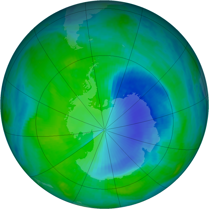 Antarctic ozone map for 23 December 1999